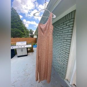 Astrea Sequin One Shoulder Maxi Dress | Rosé - M